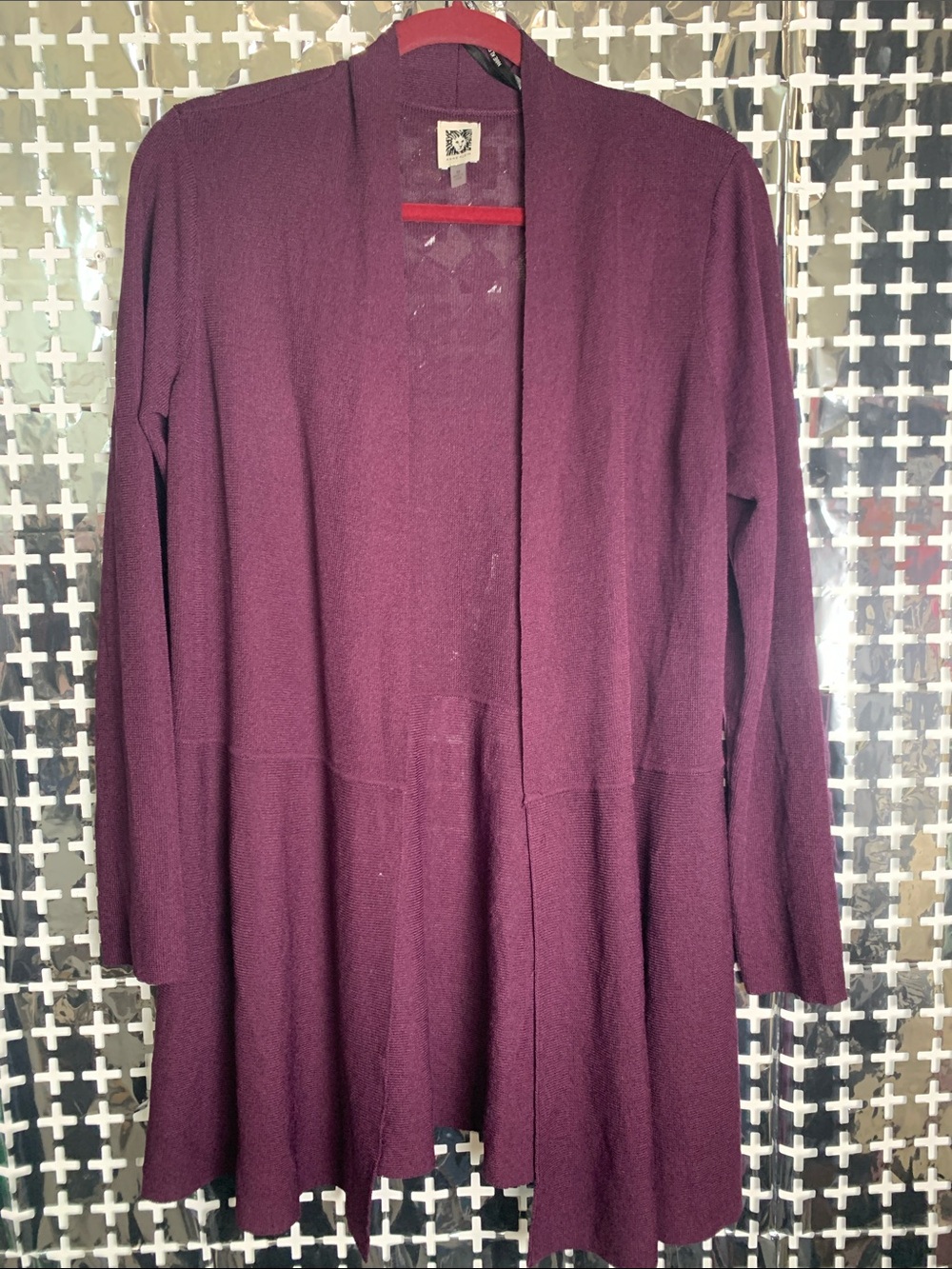 Anne Klein Plum Open-Front Draped Cardigan